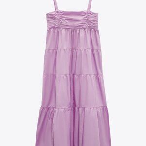 NWOT Zara Tiered Poplin Dress
